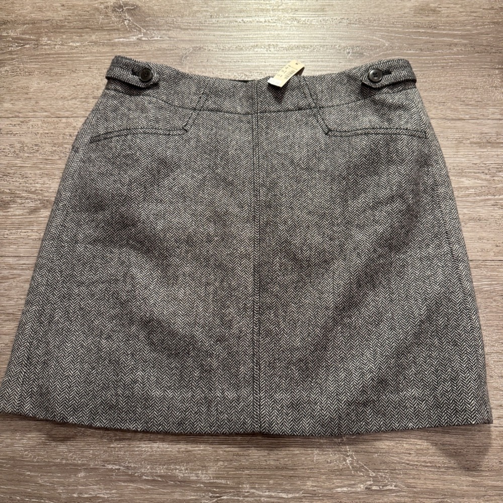 Madewell Mini Skirt Womens 4 Gray Herringbone Wool Blend Preppy Academic Lounge